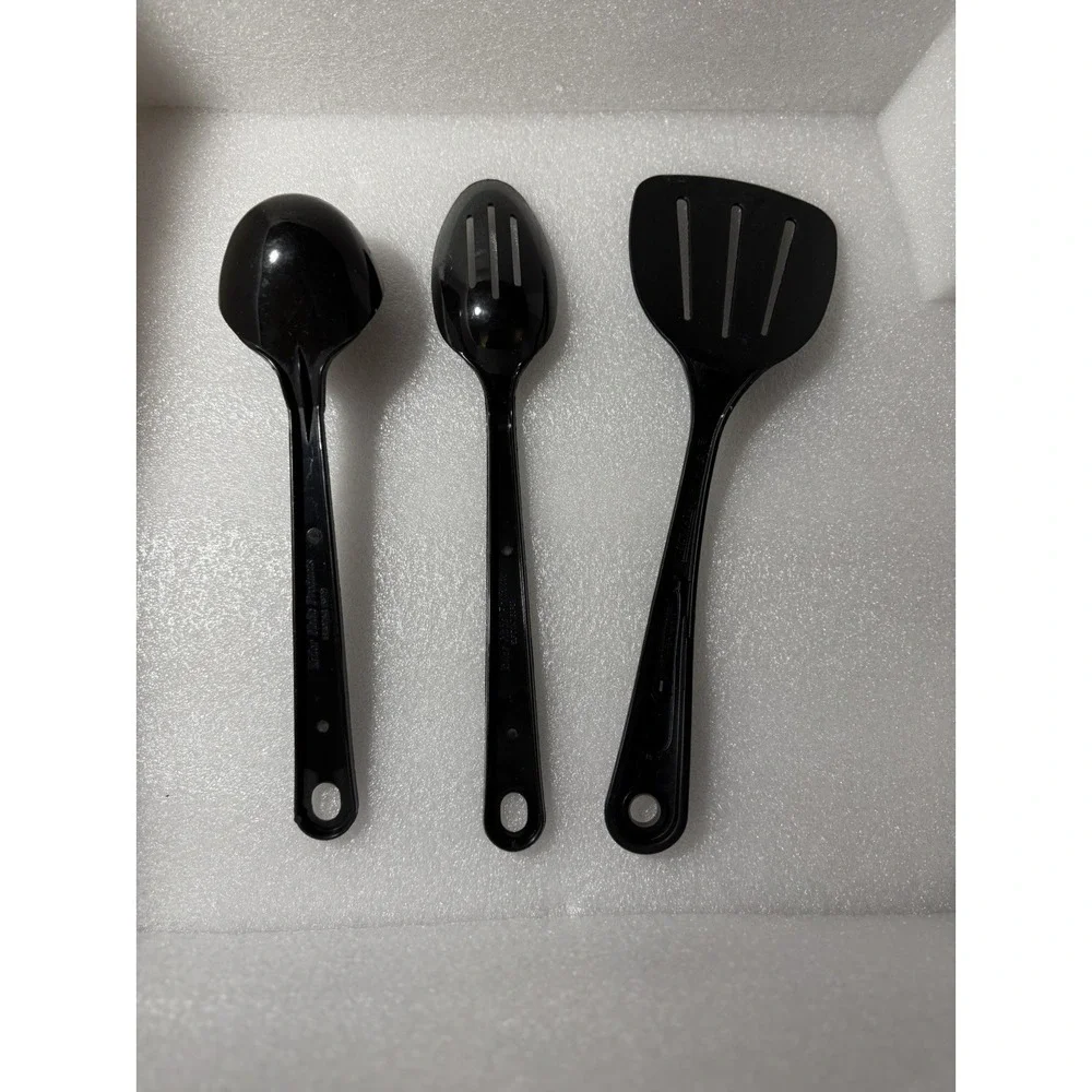 Vintage Tailor Made Black Spatula Slotted Spoon Set‎ Made In USA